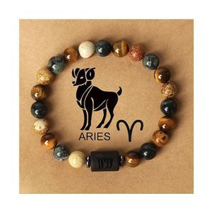 Pulseras de Horóscopo Sencillas con Cuentas de Piedra Natural, Pulseras de Moda con Signos del Zodíaco, Pulseras Curativas, Regalos - Product Image 1