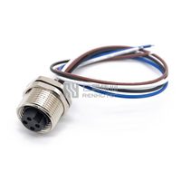Arnés de cableado de señal M7/8' de 3, 4, 5, 6 pines, conector hembra con código A de un solo extremo y enchufe frontal de montaje en panel, 18AWG