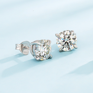 Boucles <span class=keywords><strong>d</strong></span>'oreilles en <span class=keywords><strong>diamant</strong></span> VVS à <span class=keywords><strong>prix</strong></span> <span class=keywords><strong>d</strong></span>'usine, en argent sterling 925, bijoux pour hommes et femmes, coupe ronde, certificat GRA, boucles <span class=keywords><strong>d</strong></span>'oreilles en moissanite - Product Image 6
