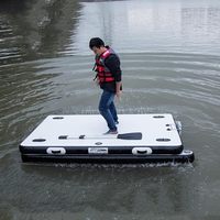 Plateforme flottante gonflable avec support pour moteur hors-bord, plateforme flottante en PVC pour la pêche en lac et en rivière