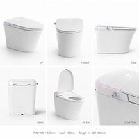 WC intelligent haut de gamme en forme de V à chasse automatique, toilette de luxe télécommandée monobloc, WC intelligent à double chasse