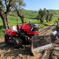 Tracteur à chenilles en caoutchouc 50 CV, tracteur agricole à chenilles avec accessoires optionnels : motoculteur, pelle de terrassement