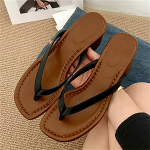 2025 Summer Fashion Women's Mid-Heel <b>Flip</b> <b>Flops</b> Breathable Soft Comfortable Open-Toe New Design Women's Shoes - Product Image 6