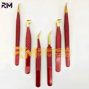 Puntas de Plasma Doradas de la Mejor Calidad y Pinzas de 5 Puntas con Recubrimiento en Polvo Color Marrón Oscuro / Agarre de Diamante - Product Image 5