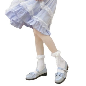 Lolita Lace Trim Mid Calf <b>Socks</b> 120D Thin Breathable Solid Color Women's Summer Spring Autumn <b>Socks</b> - Product Image 5