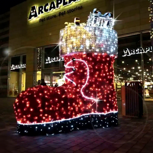 Nuove Decorazioni Natalizie Commerciali per Esterni, Grandi Motivi 3D a Forma di Stivale di Babbo Natale per Parchi, Chiese e Strade - Product Image 1