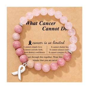 Pulseras de Piedras Naturales con Aleación de Zinc, Modernas y con Mensaje Inspirador para la Concientización sobre el Cáncer de Mama, Regalos para Mujeres - Product Image 3