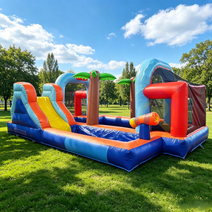Nouveau design de terrain de football gonflable pour enfants, combo de jeux d'intérieur, parc aquatique gonflable, château gonflable avec toboggan et piscine à jets d'eau - Product Image 1