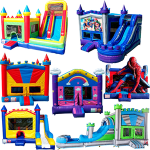 Structure gonflable aquatique et sèche, violet <span class=keywords><strong>rose</strong></span>, avec toboggan, motif dessin animé pour filles, pour fêtes d'enfants - Product Image 6
