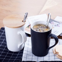 Ensemble de tasses en céramique à dégradé personnalisé, tasses à café en porcelaine avec couvercle et cuillère, tasses cadeaux pour couples