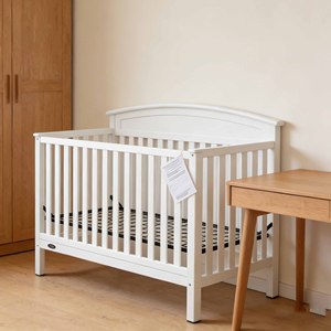 Modern Multi-functional Space-Saving Double Layer <b>Pine</b> Wood Storage Baby's Cot Convertible Nursery Crib - Product Image 2