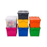 Caisses de déménagement en plastique de haute qualité, robustes et durables avec couvercle, empilables et emboîtables, caisse de rangement en plastique