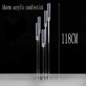 Candelabro alto de acrílico transparente de 8 cabezas de alta calidad, candelabro de cristal de boda, centros de mesa para decoraciones de boda - Product Image 2