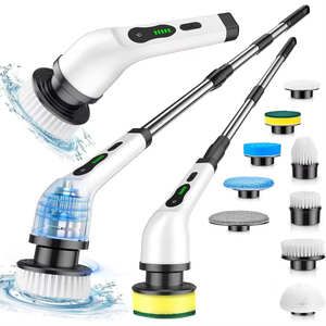 Brosse de nettoyage électrique rotative sans fil multifonctionnelle 9 en 1 avec manche long extensible 9 têtes de brosse - Product Image 1