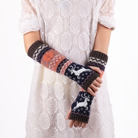 Pouce trou longs gants acrylique cerf demi-doigt mitaines hiver bras plus chaud pour l'hiver dames tricoté dessin animé gants de noël