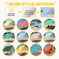 Parasol de plage coloré, abri pare-soleil, cabane en spandex coupe-vent avec sacs de sable pour les voyages en plein air et la pêche