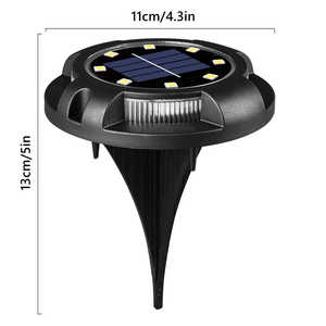 IP65 a prueba de agua 4 Uds 12 LED Luz de tierra de disco solar luz blanca cálida para camino de jardín luces de jardín solares certificadas ROHS - Product Image 1