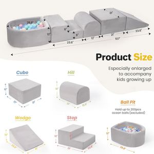 Juego de 7 Bloques de Espuma Suave para Niños Pequeños, Lavables, No Inflables, para Jugar en Interiores, Escalar y Gatear - Product Image 4