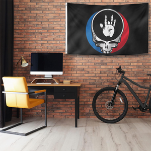 <span class=keywords><strong>Drapeau</strong></span> Grateful Dead 3x5 pieds <span class=keywords><strong>avec</strong></span> crâne et empreinte <span class=keywords><strong>de</strong></span> main, bannière en polyester double face pour les fans <span class=keywords><strong>de</strong></span> rock - Product Image 4