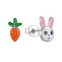 Boucles d'oreilles clous YILUN en argent sterling 925, lapin mignon et carotte en émail, hypoallergéniques pour femmes et enfants, bijoux en gros