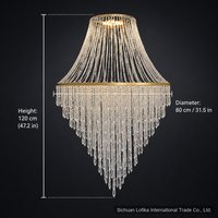 Lustre LED en acrylique doré à étages avec perles de cristal, télécommande, suspension pour plafond, idéal pour mariages, banquets et événements (AC 220V)