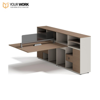 Poste de travail de bureau modulaire, durable et extensible pour 2 personnes, design moderne, panneau en bois, garantie 5 ans, design personnalisé
