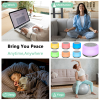 Générateur de bruit blanc sans fil rechargeable pour bébé avec Bluetooth et veilleuse portable à lumière douce pour la maison et le sommeil de bébé