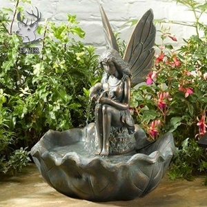 La ragazza fata del fiore del giardino presenta la scultura all'aperto della fontana di acqua delle coperture della ragazza fata del bronzo adorabile - Product Image 3