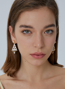 5A Christmas <b>Tree</b> Shape Drop Earrings Brass 14k PVD Gold Plated Luxury Trendy Zircon Jewelry Custom Logo Weddings Parties Kids - Product Image 2