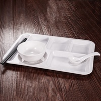 Vente en gros de cantine et cafétéria scolaires de qualité alimentaire servant une plaque à compartiments rectangulaire en mélamine à 6 sections