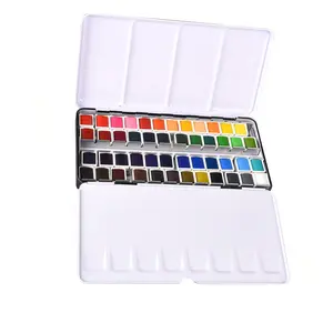 Hot Selling Art Supplies Assorted 48/24/36//12 Solid Watercolor Paint Set With Water Color Tin Palette