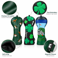 Ensemble de housses de golf personnalisées avec logo de Noël, en cuir PU imperméable, pour driver, fairway wood et hybride, cadeau de golf personnalisé