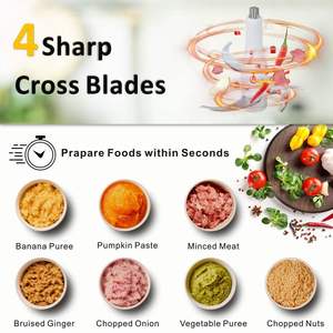 Electric Cordless Battery-Powered Garlic Mincer Onion Cutter for Household & Car Use 4 Blades Easy Operation Food Processor - Product Image 4