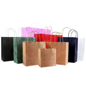 Gift Bag Bolsas De Papel Shopping Packaging Paper Bags Custom Logo Clothing Retail Bag Packing Pink Kraft Paper Package Brown