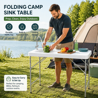 Évier de camping en PEHD moulé par soufflage, durable, portable, pliable, avec drainage, direct usine, pour pique-nique, jardin, patio, maison, cuisine