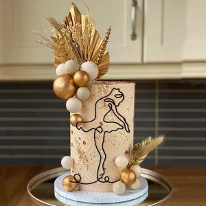 Neue schwarze Acryl einfache Linie Kuchen Topper Ballett Mädchen Kuchen Dekorationen alles Gute zum Geburtstag Kuchen Topper - Product Image 3