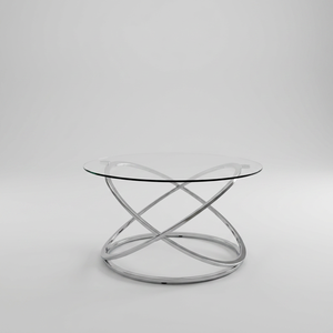 AK Brass Modern Metal Round <b>Coffee</b> <b>Table</b> <b>Silver</b> Finished With Top Glass Unique <b>Coffee</b> <b>Table</b> For Interior / Restaurant Furniture - Product Image 4