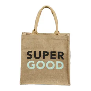Super bon sac fourre-tout en jute de taille personnalisée, imprimé de logo, idéal pour la broderie, le bricolage et l'artisanat d'art.