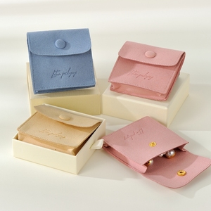 Bolsa de Joyería de Microfibra Gruesa de Alta Gama para Pulseras, Collares y Anillos, Bolsa de Joyería de Gamuza con Botón a Presión y Estampado Personalizado - Product Image 2