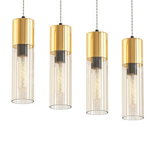 Lámpara colgante dorada de 4 luces, diseño elegante, ideal para decorar e iluminar espacios en hogares y oficinas. - Product Image 2