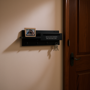 JGWOOD DESIGNS Organisateur de clés et de courrier mural en métal, crochets minimalistes à un seul niveau pour clés et lettres - Product Image 2