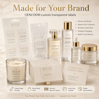 Étiquettes transparentes personnalisées, étiquettes cosmétiques transparentes en feuille d'or, étiquettes imperméables pour emballages de parfums et de soins de la peau, étiquettes en rouleau, logo personnalisé
