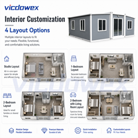 VICDOWEX Maison conteneur extensible à double aile avec 2 chambres, salle de bain et cuisine pour hébergement et bureau