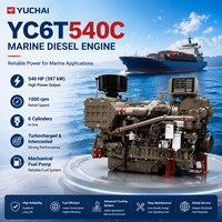 Moteur diesel Yuchai série YC6T YC6T540C, 4 cylindres en ligne, turbocompressé, refroidi par intercooler, pompe à carburant mécanique, 1800 tr/min, puissance marine