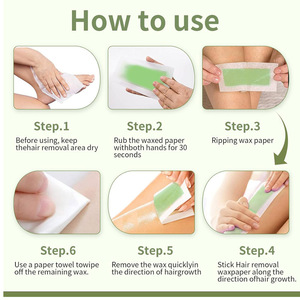 Commercio all'ingrosso 4.5x9cm Private Label <span class=keywords><strong>strisce</strong></span> di cera a freddo pronto per l'uso del corpo <span class=keywords><strong>viso</strong></span> carta depilatoria per la depilazione per tutti i tipi di pelle - Product Image 4
