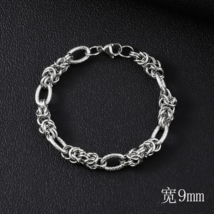 Pulseras de Cadena Gruesa para Hombre en Varios Estilos: Cubana, Bizantina, Espiga, Cuerda |   Estilo Hip-Hop y Punk, Impermeable, No se Desvanece - Product Image 6