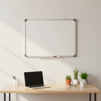 Tableau blanc effaçable à sec en acier laqué magnétique avec cadre en aluminium, taille personnalisable, fixation murale, logo personnalisé accepté AW01