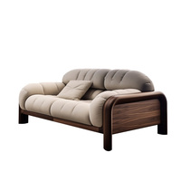 Canapé sectionnel semi-circulaire en tissu noyer haut de gamme moderne certifié ISO9001 Maxky, bois massif, trois/quatre places, salon