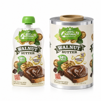 Film d'emballage alimentaire imprimé sur mesure pour sachet à bec verseur de beurre de noix, film BOPP VMPET PE haute barrière pour pâte de chocolat