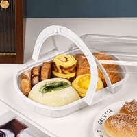 Boîte à pique-nique en plastique PET recyclable transparente avec poignée, 100 pièces, boîtes à dessert carrées thermoformées, pour le thé de l'après-midi, les gâteaux, la boulangerie, les cadeaux, à emporter